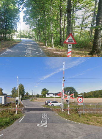 Bilde av planovergang med bom-skiltet
