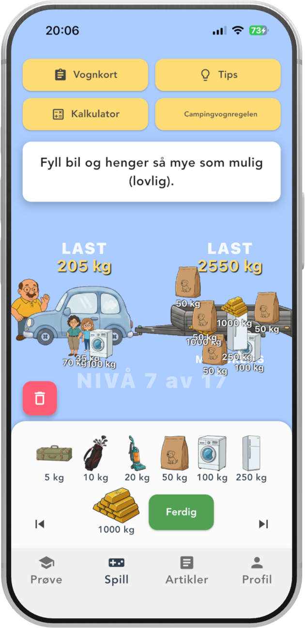 Interaktivt hengerspill for teoriprøven