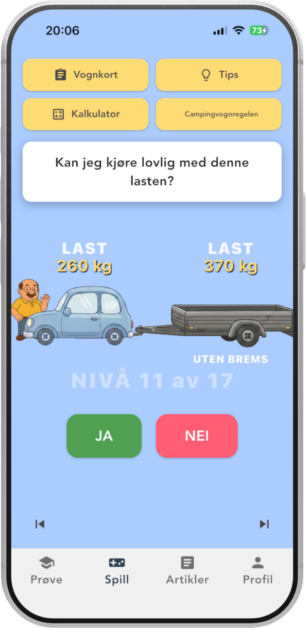 Hengerspillet – bil og henger med last