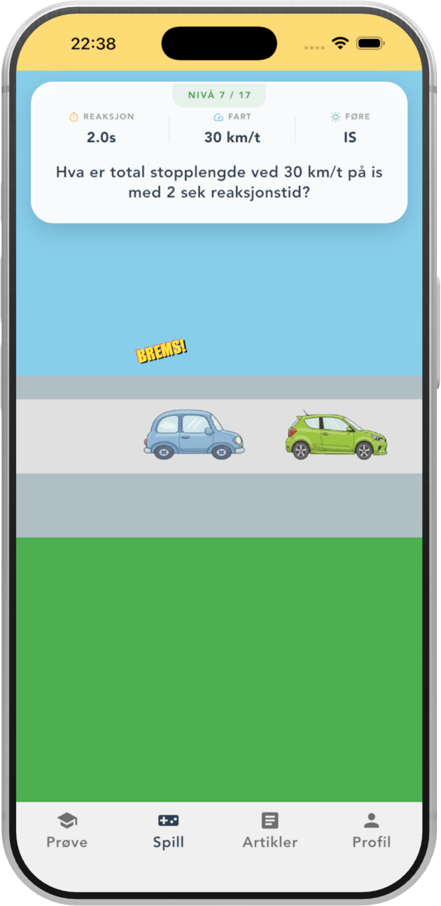 Teorimester bremsespill på iPhone