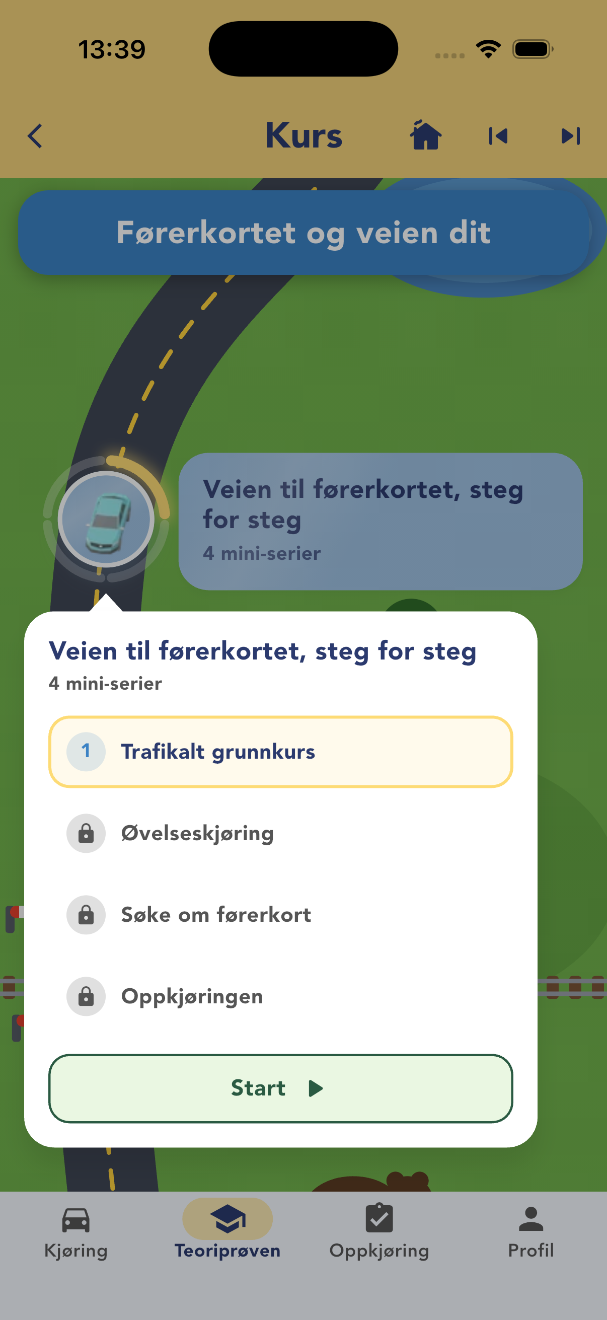 Et åpnet kapittel i teorikurset med minikurs