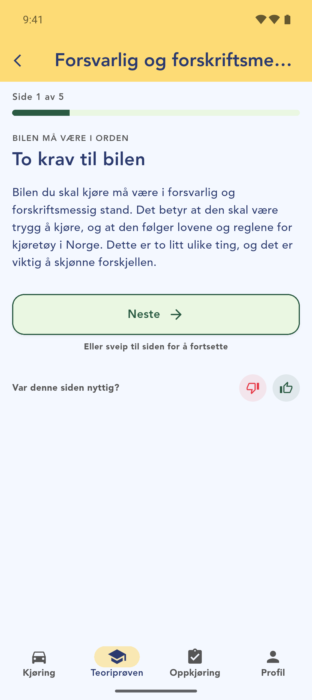 En kursside med forklaring i ren tekst