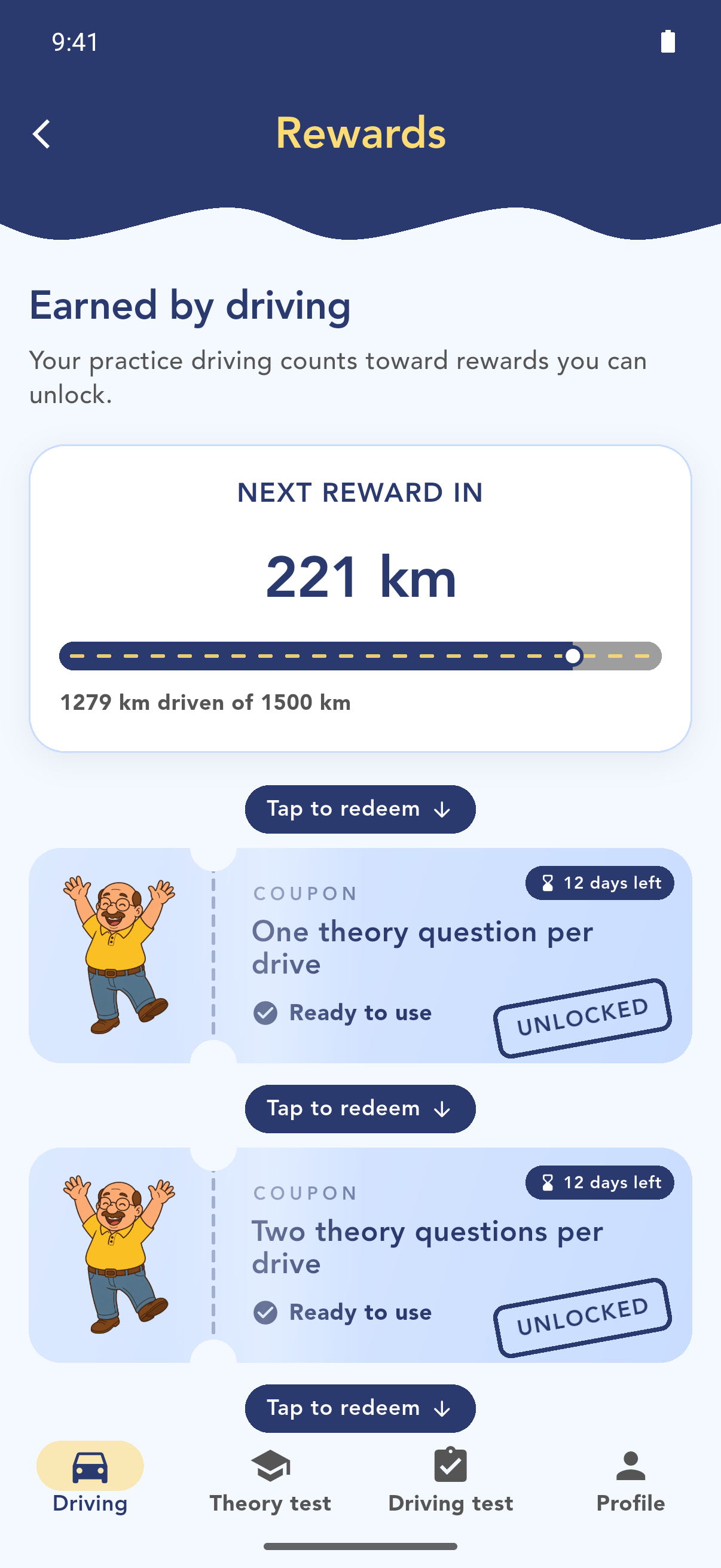 Rewards you unlock by driving