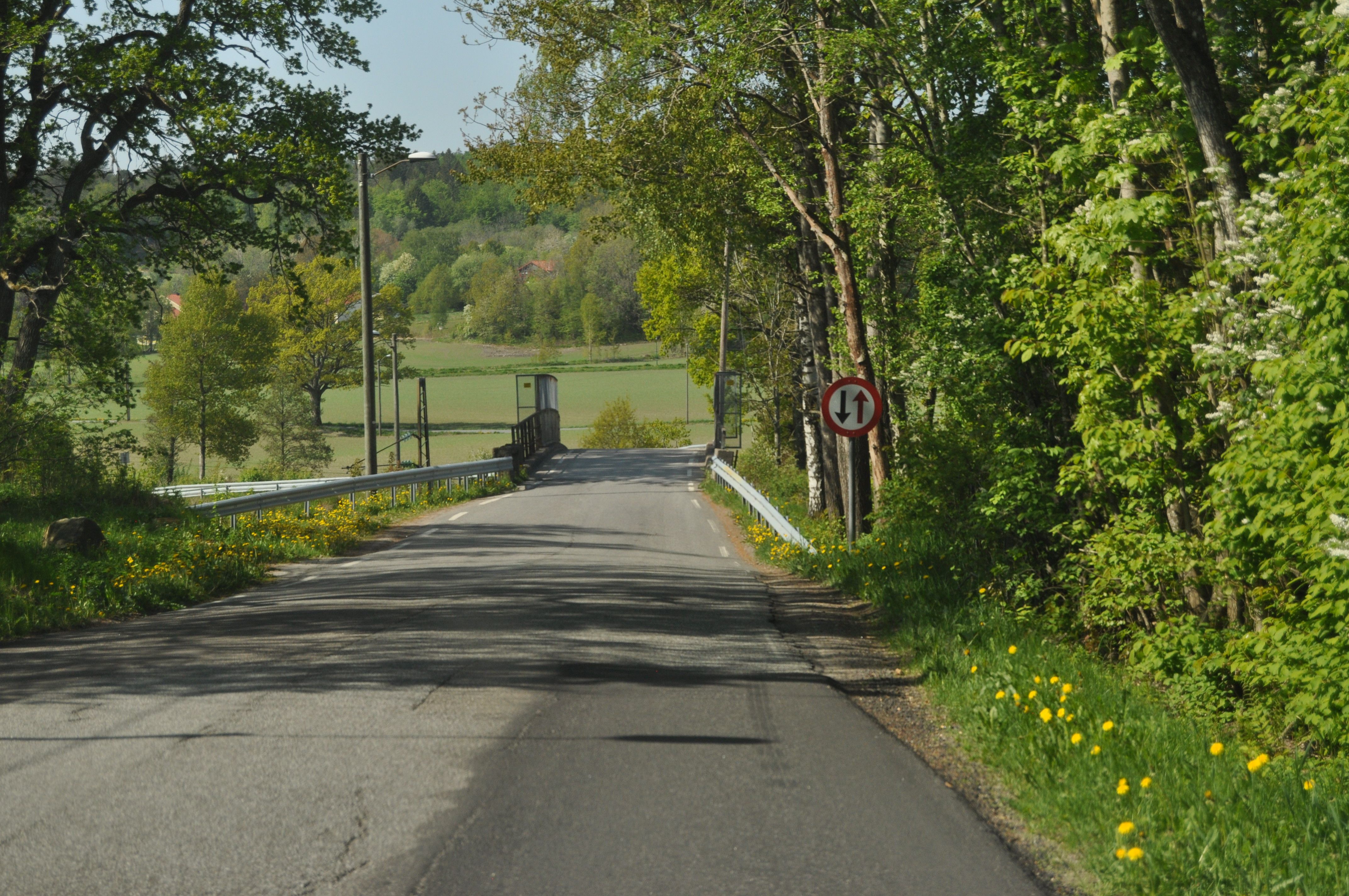 Illustrasjon av vikepliktskilt ved møtende trafikk