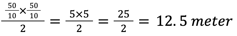 (50/10)*(50/10)/2 = 12.5
