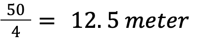 50/4 = 12.5 meter