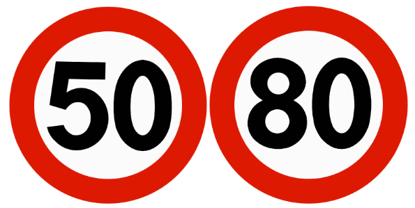 Fartsgrenseskilt 50 og 80 km/t