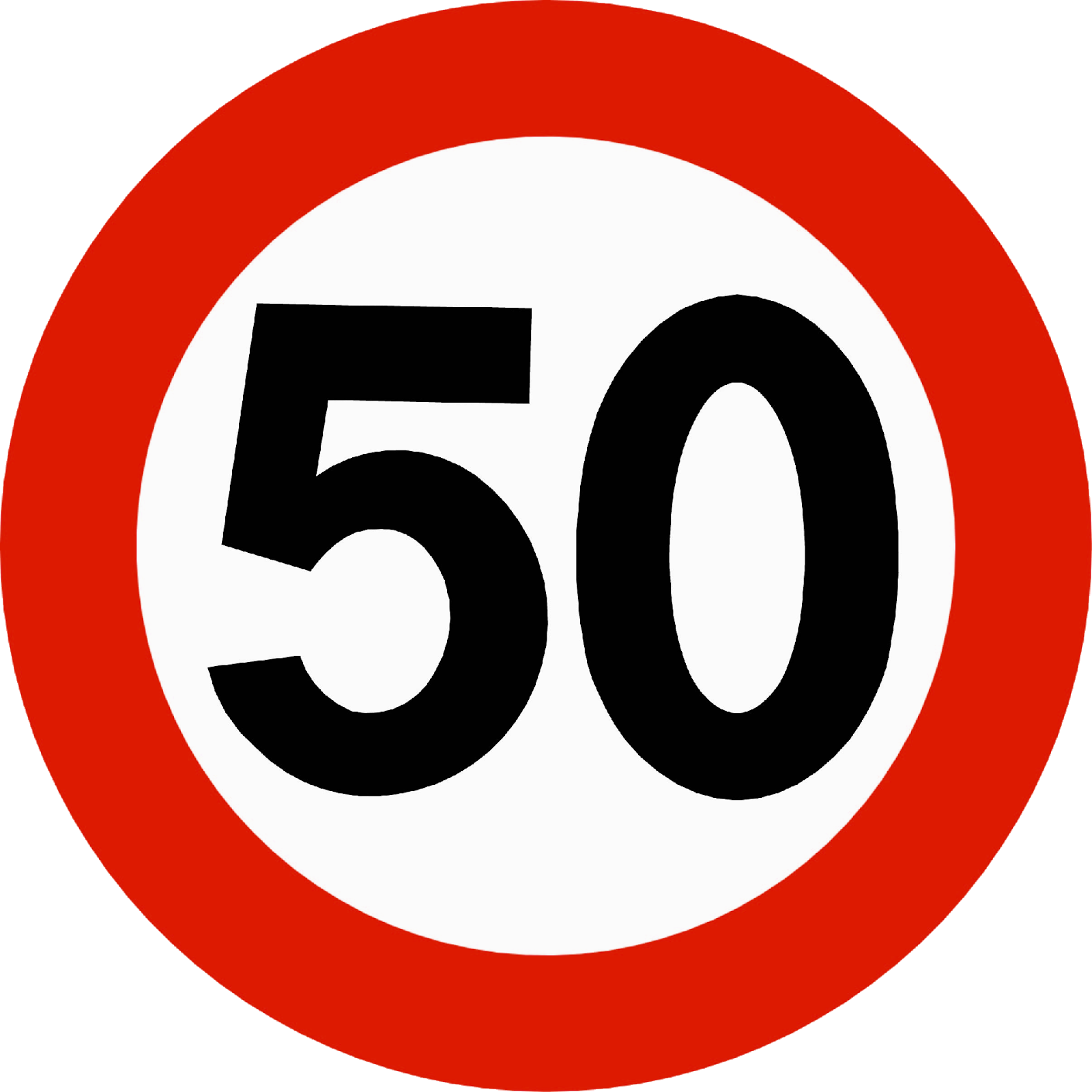 Fartsgrenseskilt for 50 km/t