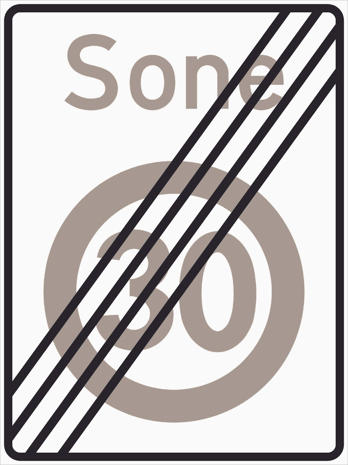 Fartsgrensesoneskilt for 30 km/t