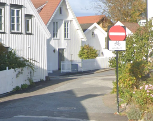 Innkjøringforbudtskilt hvor sykkel er unntatt