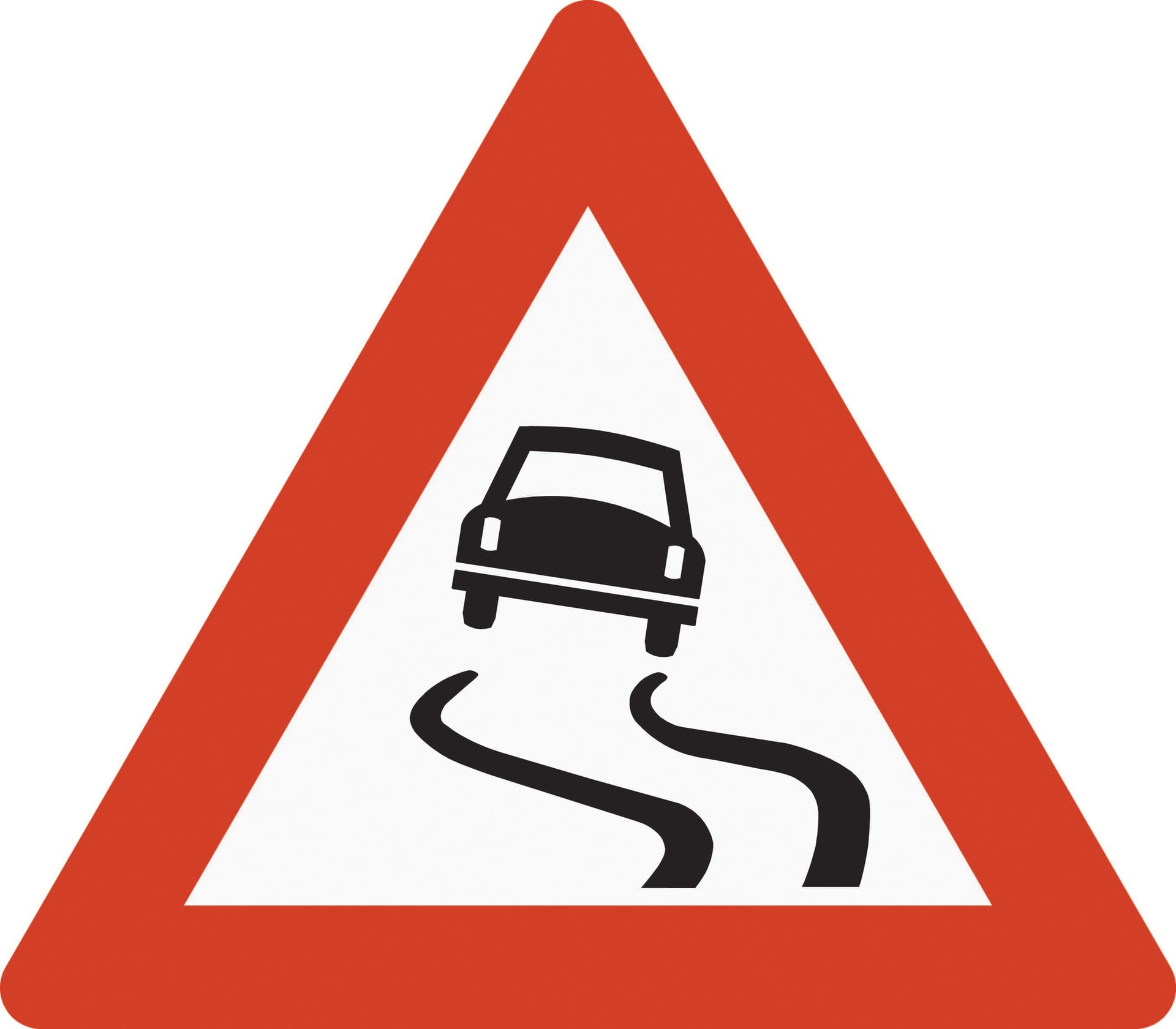 Warns of slippery road