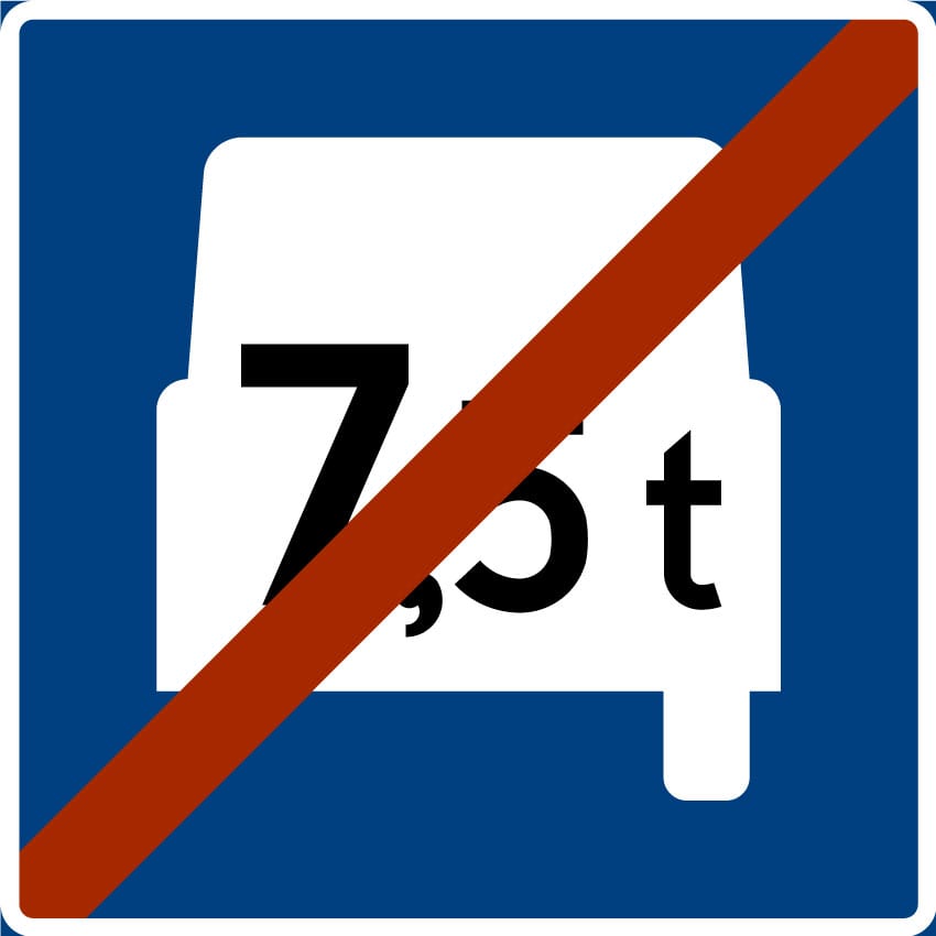 End of heavy-vehicle lane